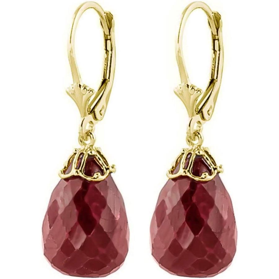 【並行輸入品】K14 Yellow Gold Natural Briolette Ruby Drop Dangle Earringsの画像