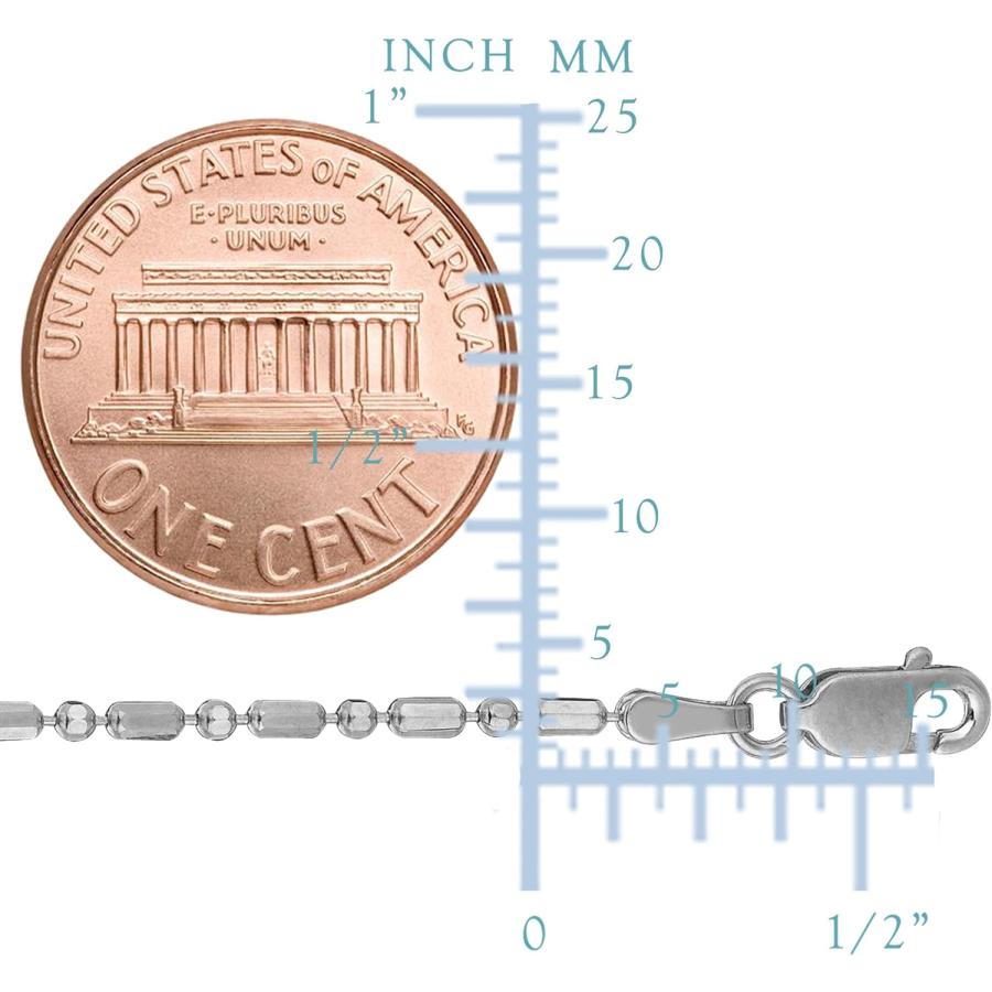 【並行輸入品】14 kホワイトゴールドダイヤモンドカットビーズチェーンネックレス、1.5 mm、16inchの画像