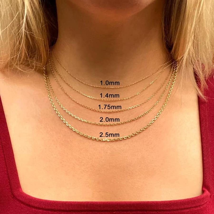 【並行輸入品】[JewleryAffairs] 14kイエローゴールドケーブルリンクチェーンネックレス、1.5mm、24 inchの画像