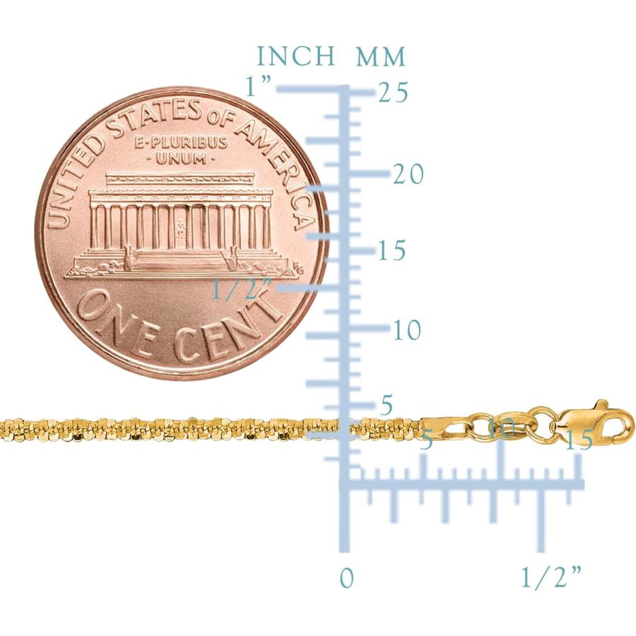 【並行輸入品】14kイエローゴールドスパークルチェーンネックレス、1.5mm、16inch　_1