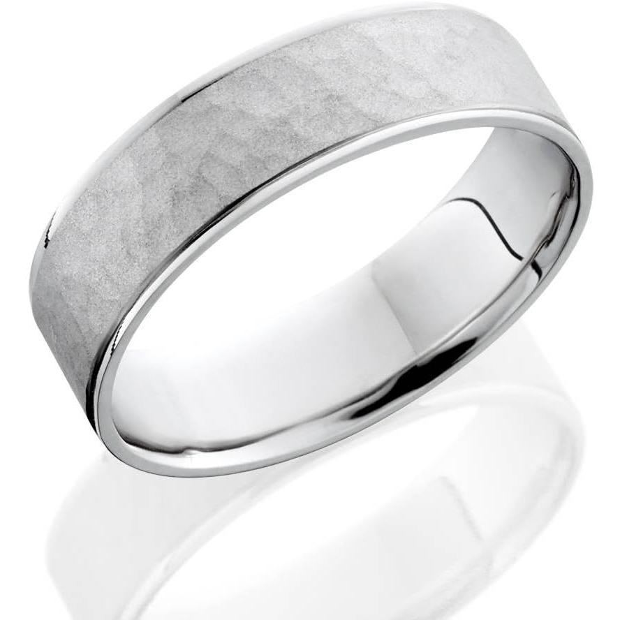 【並行輸入品】P3 POMPEII3 Mens 10k White Gold Hammered Comfort Fit Wedding Band Riの画像