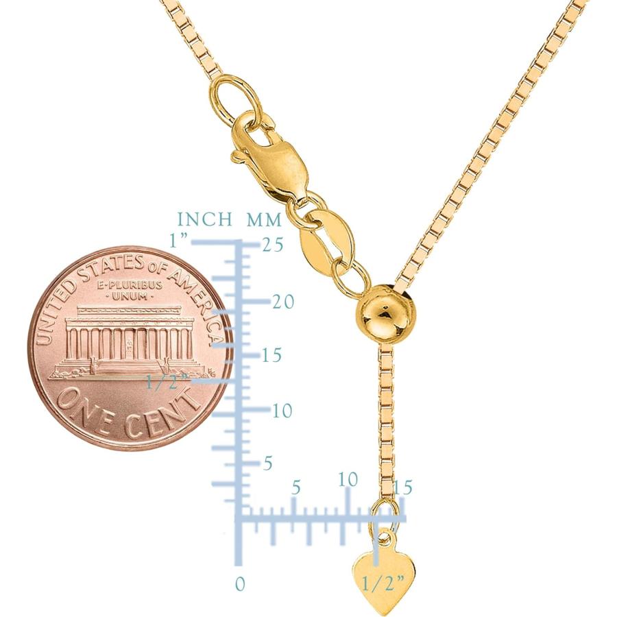 【並行輸入品】14k Yellow Gold Adjustable Box Chain Necklace  1.15mm  22inchの画像