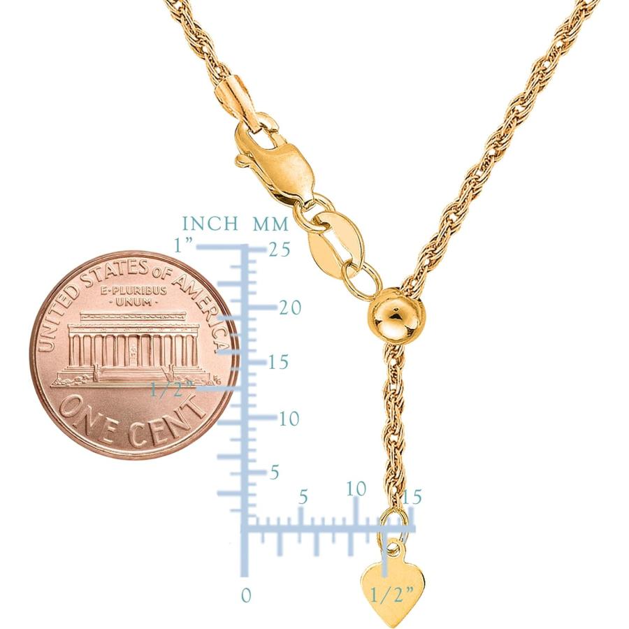 【並行輸入品】14k Yellow Gold Adjustable Rope Chain Necklace  1.0mm  22inchの画像