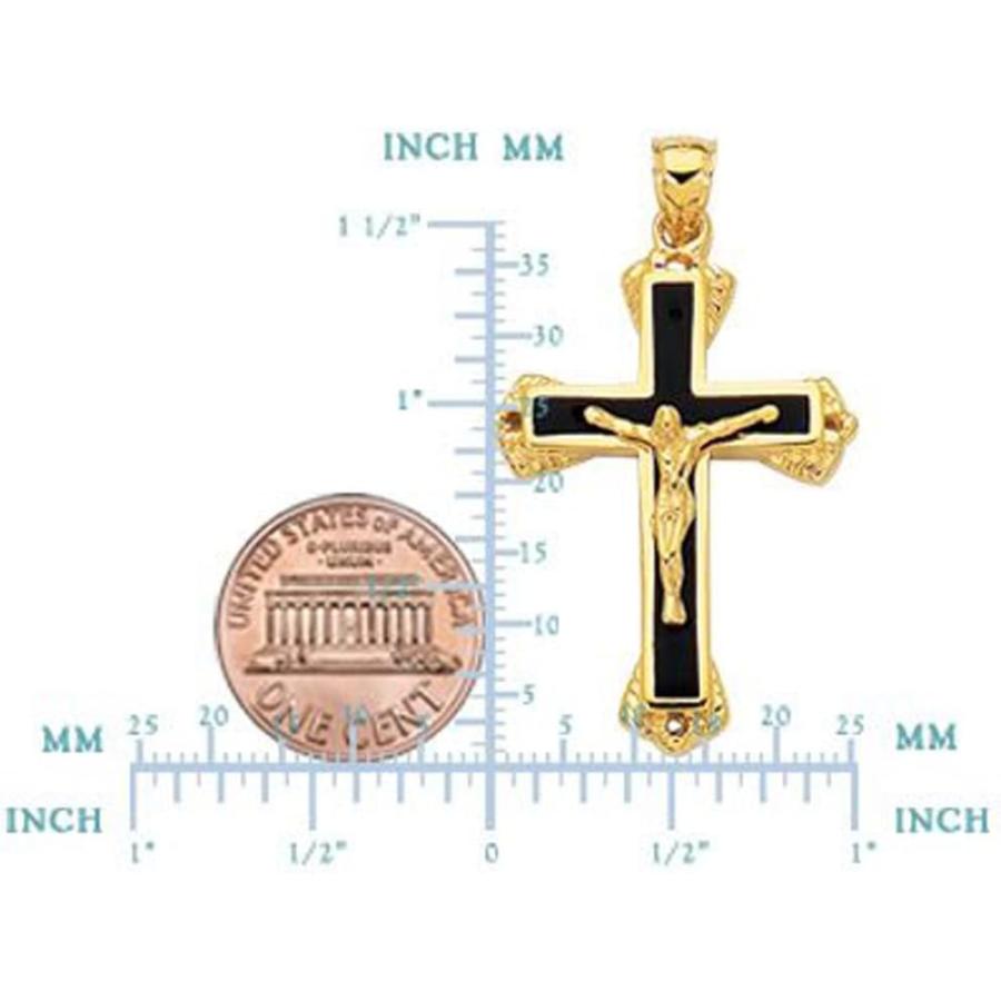 【並行輸入品】[Jewelry Affairs] 14k Yellow Gold And Black Enamel Crucifix Cross Meの画像