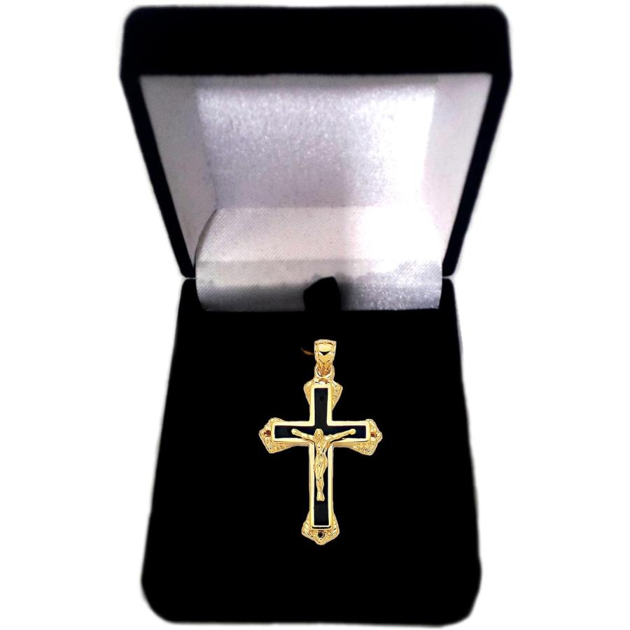 【並行輸入品】[Jewelry Affairs] 14k Yellow Gold And Black Enamel Crucifix Cross Meの画像