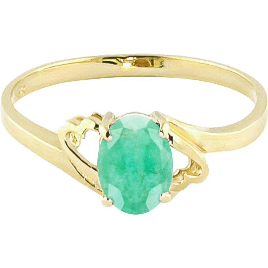 【並行輸入品】K14 Yellow Gold Natural Emerald Ring - Size 6の画像