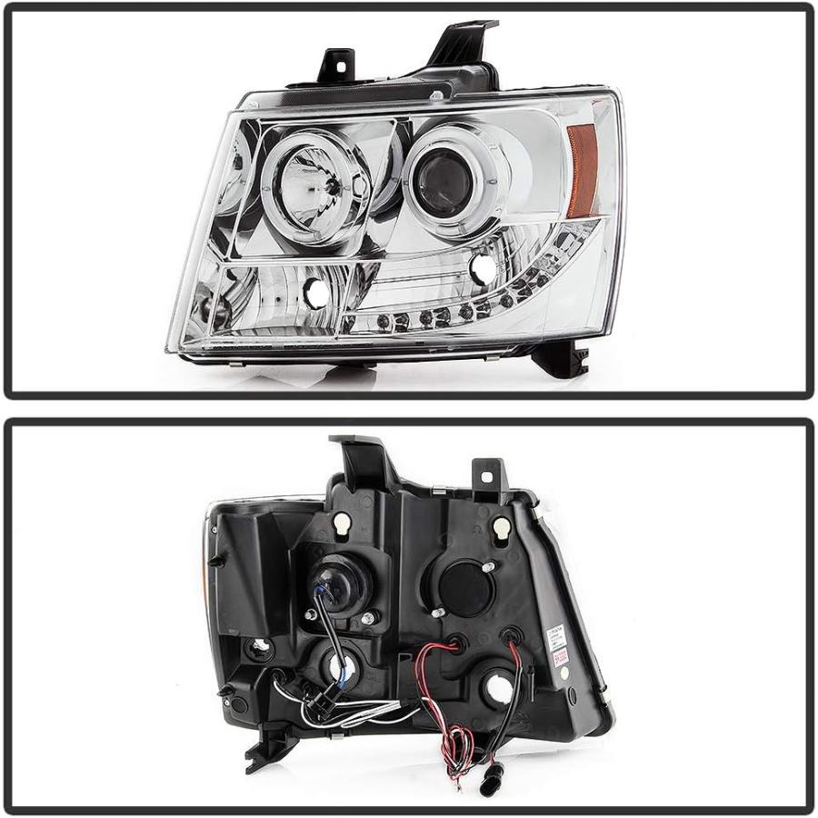【並行輸入品】LED halo Headlights for Chevy Avalanche 07-14 - Chrome/Clear Lensの画像