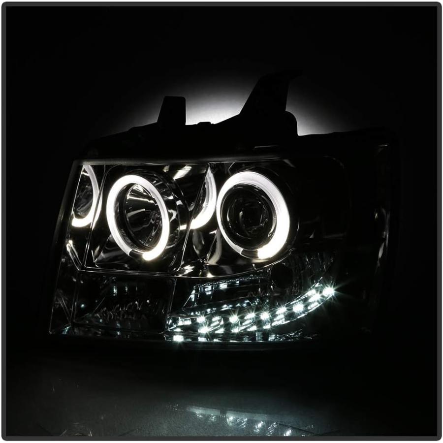 【並行輸入品】LED halo Headlights for Chevy Avalanche 07-14 - Chrome/Clear Lensの画像