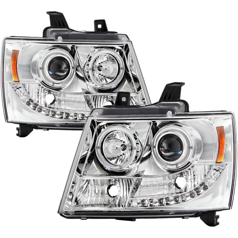 【並行輸入品】LED halo Headlights for Chevy Avalanche 07-14 - Chrome/Clear Lensの画像