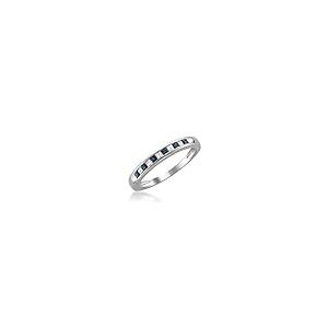 【並行輸入品】14?Kホワイトゴールドプリンセスカットダイヤモンドとブルーサファイア結婚指輪リング(1?/ 3?cttw, H   I、i1?の画像