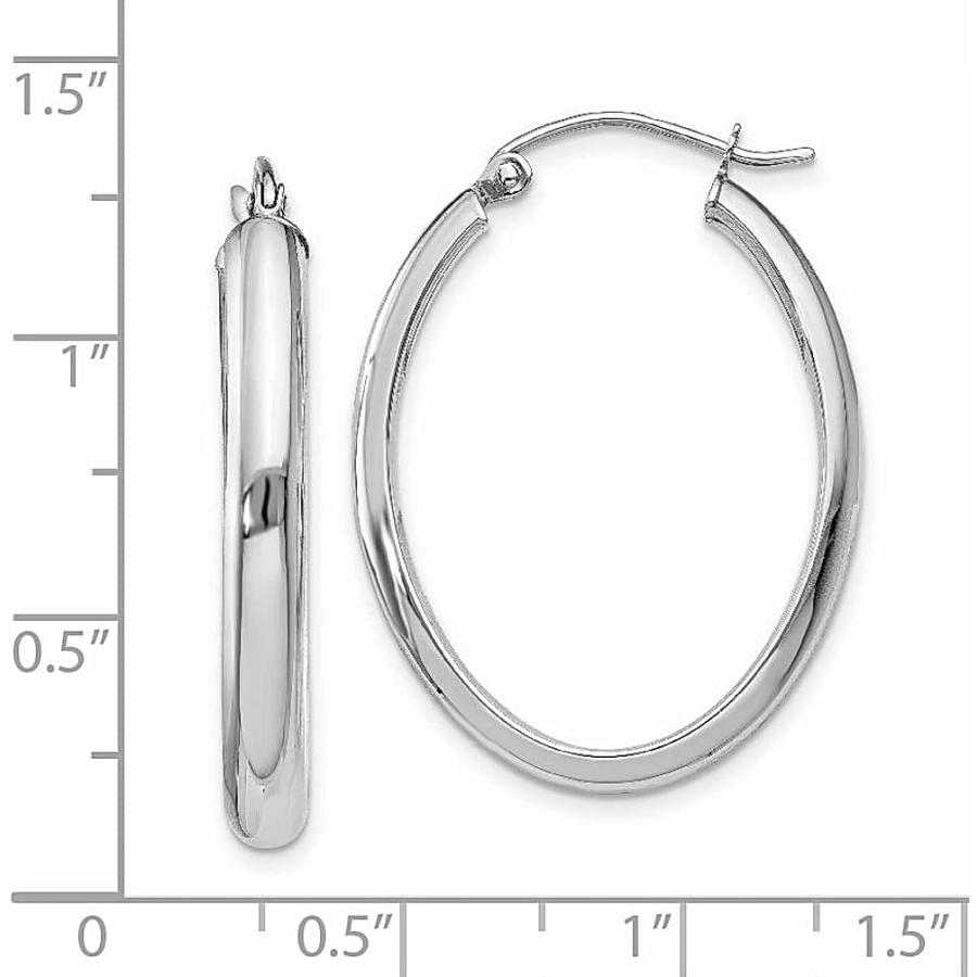 【並行輸入品】14K ホワイトゴールド 3.75mm オーバルチューブフープイヤリング イヤーフープセット ファインジュエリー 女性へのギフトに  ホの画像