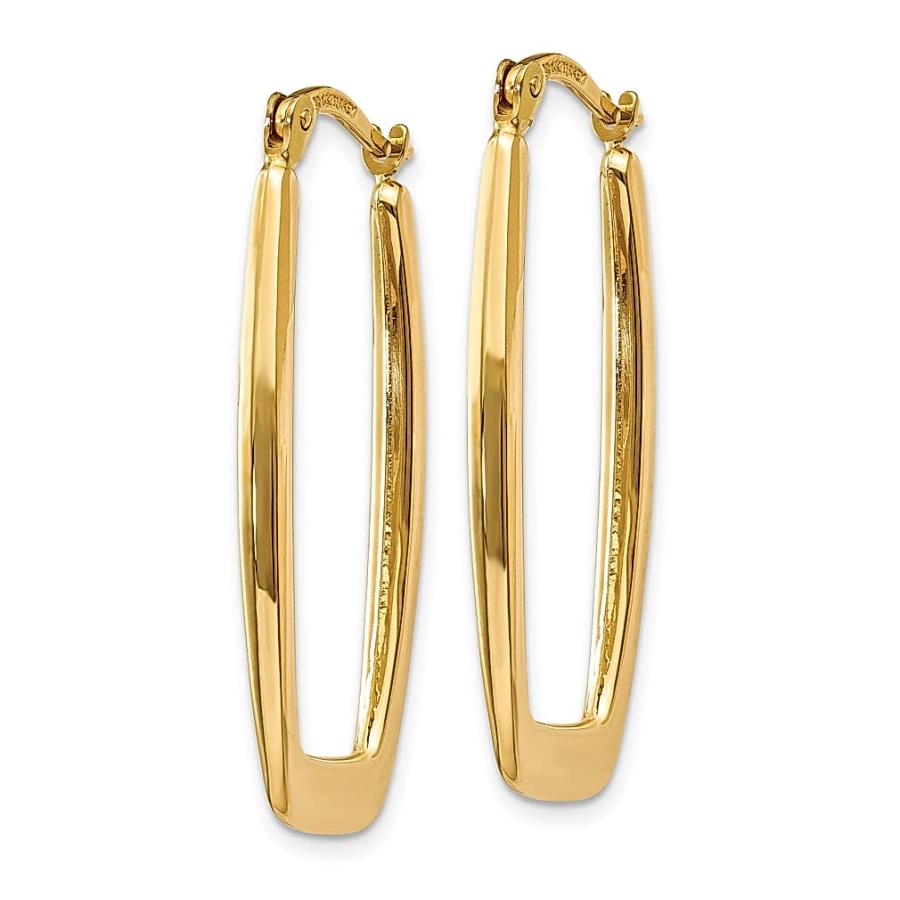 【並行輸入品】14K イエローゴールド 2.25mm 長方形 フープイヤリング イヤーフープセット ファインジュエリー 女性へのギフトに, イエの画像
