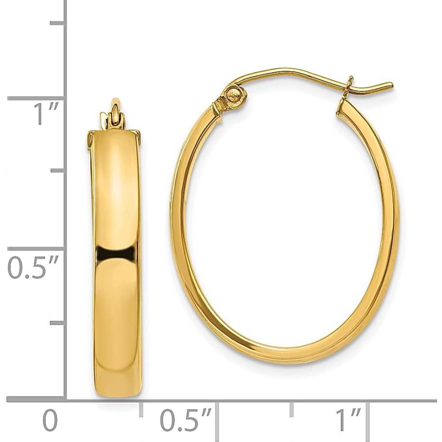 【並行輸入品】Iceカラット14 K黄色ゴールド軽量楕円フープイヤリング耳フープセットFineジュエリーギフトセットレディースハートの画像