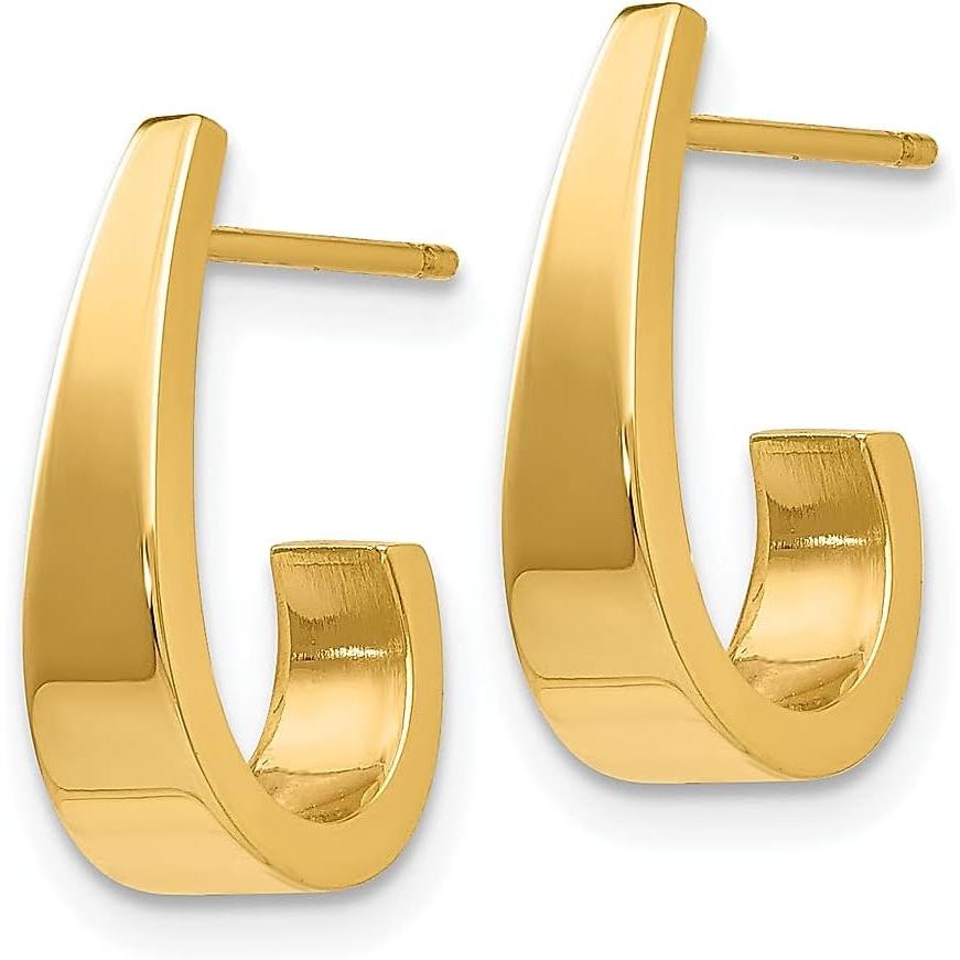 【並行輸入品】14K イエローゴールド スモール J フープ ポスト スタッド イヤリング イプ セット ドロップ ダングル ファイン ジュエリの画像