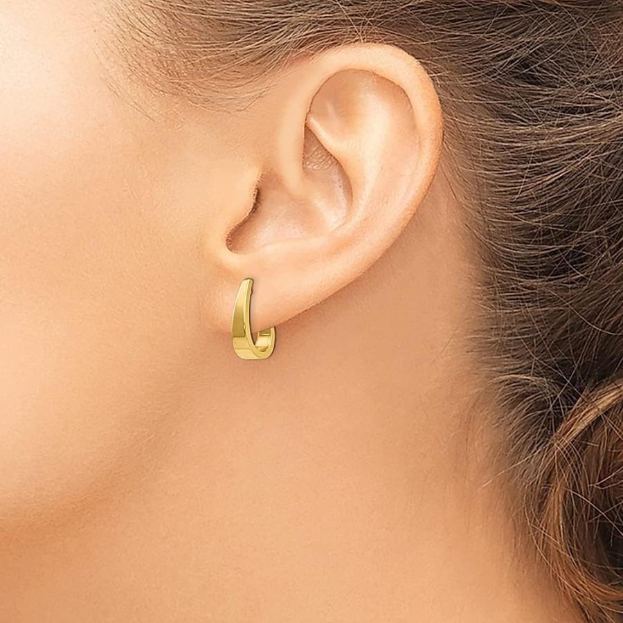 【並行輸入品】14K イエローゴールド スモール J フープ ポスト スタッド イヤリング イプ セット ドロップ ダングル ファイン ジュエリの画像