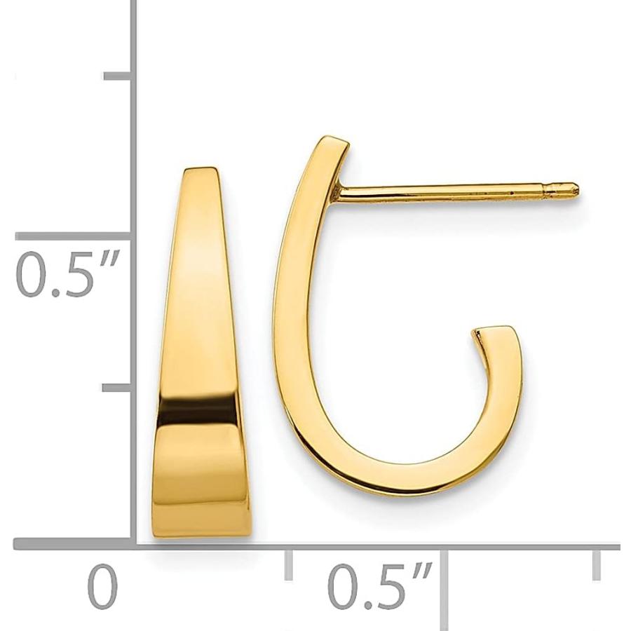 【並行輸入品】14K イエローゴールド スモール J フープ ポスト スタッド イヤリング イプ セット ドロップ ダングル ファイン ジュエリの画像