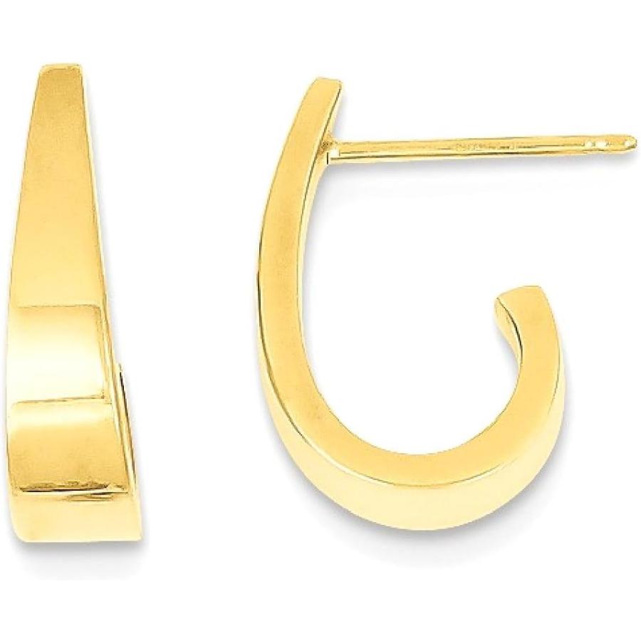 【並行輸入品】14K イエローゴールド スモール J フープ ポスト スタッド イヤリング イプ セット ドロップ ダングル ファイン ジュエリの画像