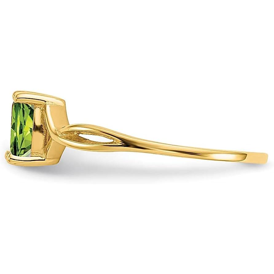 【並行輸入品】14K イエローゴールド グリーン ペリドット 誕生石 バンド リング サイズ 7.00 ストーン 8月 ファインジュエリー 女性用 ギの画像