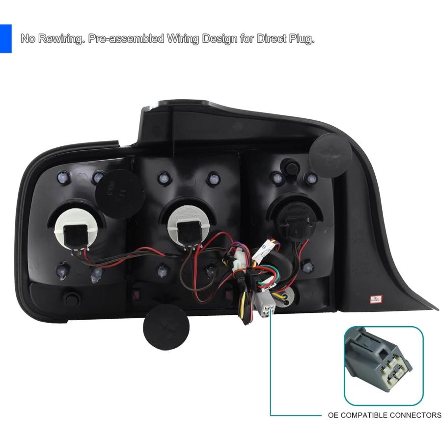 【並行輸入品】SPEC-D チューニング スモークレンズ テールライト 2005-2009 フォード マスタング 左+右ペアアセンブリの画像