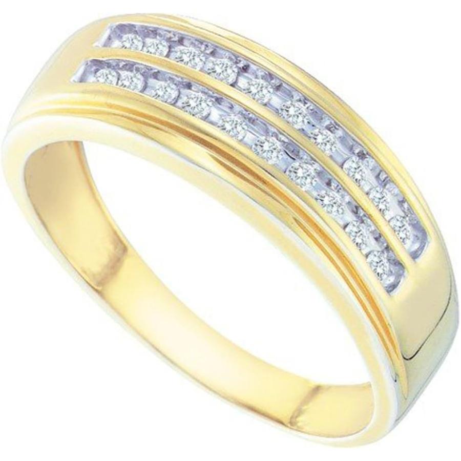 【並行輸入品】0.25カラットCTW) 10 Kイエローゴールド1 / 4 ctラウンドホワイトダイヤモンドメンズファッションウェディングバンド (Uの画像