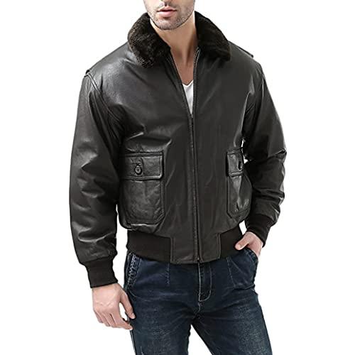 【並行輸入品】Landing Leathers メンズ ネイビー G 1 レザー フライト ボンバージャケット ブラウン Lサイズ (インポートの画像