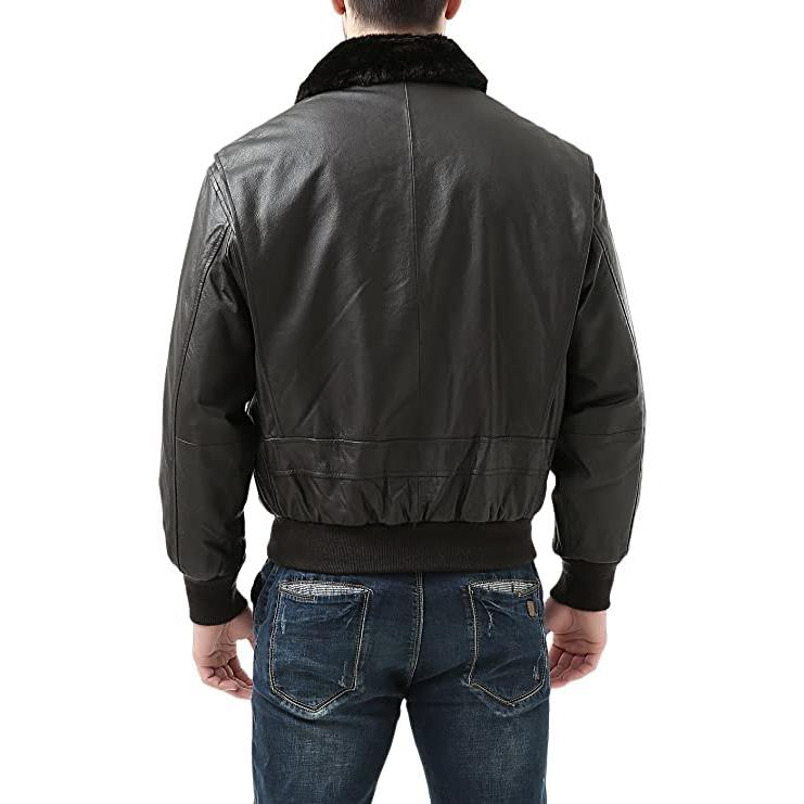 【並行輸入品】Landing Leathers メンズ ネイビー G 1 レザー フライト ボンバージャケット ブラウン Lサイズ (インポートの画像