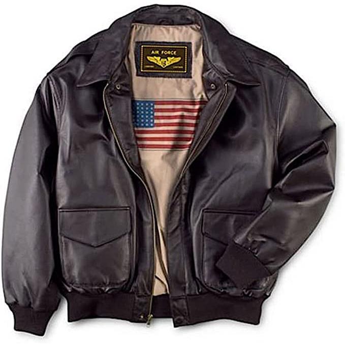 【並行輸入品】Landing Leathers メンズ エアフォース A 2 フライト レザー ボンバージャケット ブラウン XLサイズ (インの画像