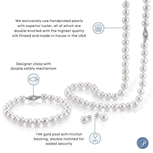 【並行輸入品】[The Pearl Source] レディーズ 淡水養殖真珠のネックレス、ブレスレット＆ピアスセット 白金 The Pearlの画像