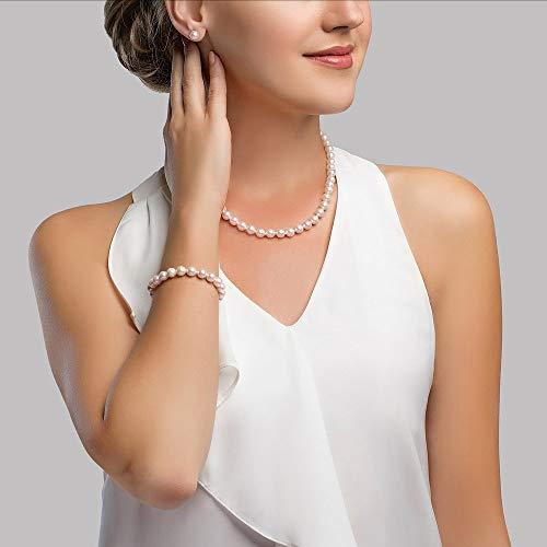 【並行輸入品】[The Pearl Source] レディーズ 淡水養殖真珠のネックレス、ブレスレット＆ピアスセット 白金 The Pearlの画像