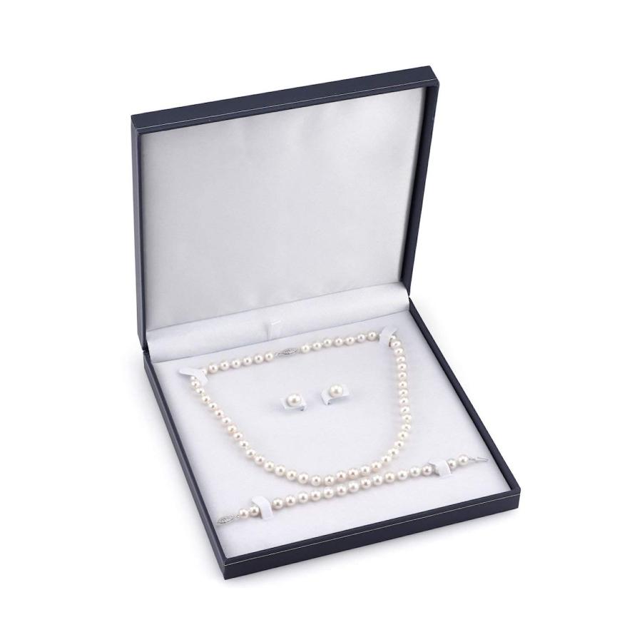 【並行輸入品】[The Pearl Source] レディーズ 淡水養殖真珠のネックレス、ブレスレット＆ピアスセット 白金 The Pearlの画像