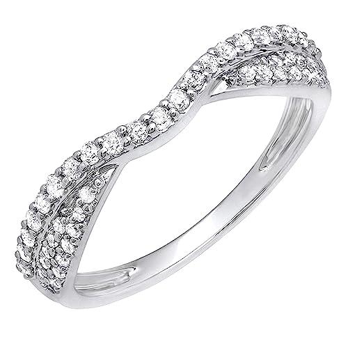 【並行輸入品】0.36カラット（CTW）14?Kゴールドダイヤモンドレディースブライダル結婚記念スタッカブルバンド1?/ 3?ct (USA リの画像