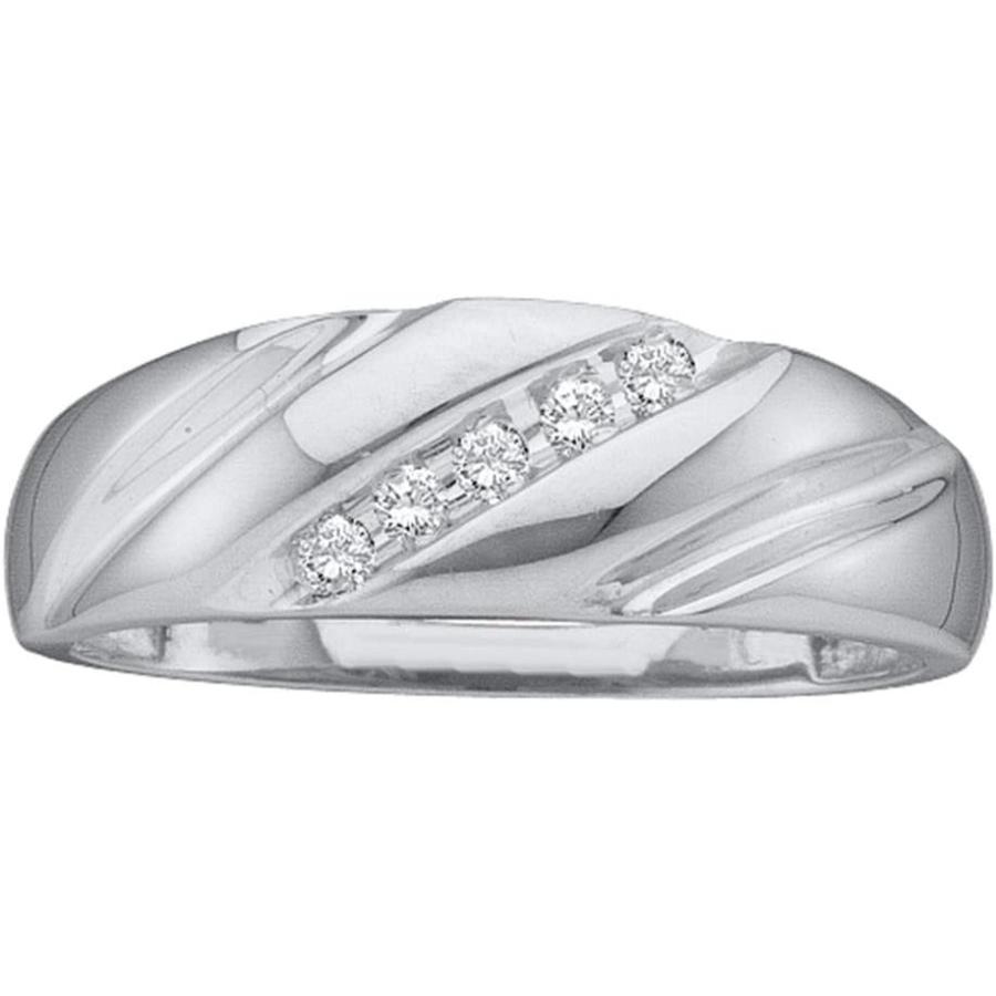 【並行輸入品】10 Kホワイトまたは黄色ゴールドラウンドダイヤモンドメンズ結婚指輪バンド( 1 / 10 cttw。)の画像