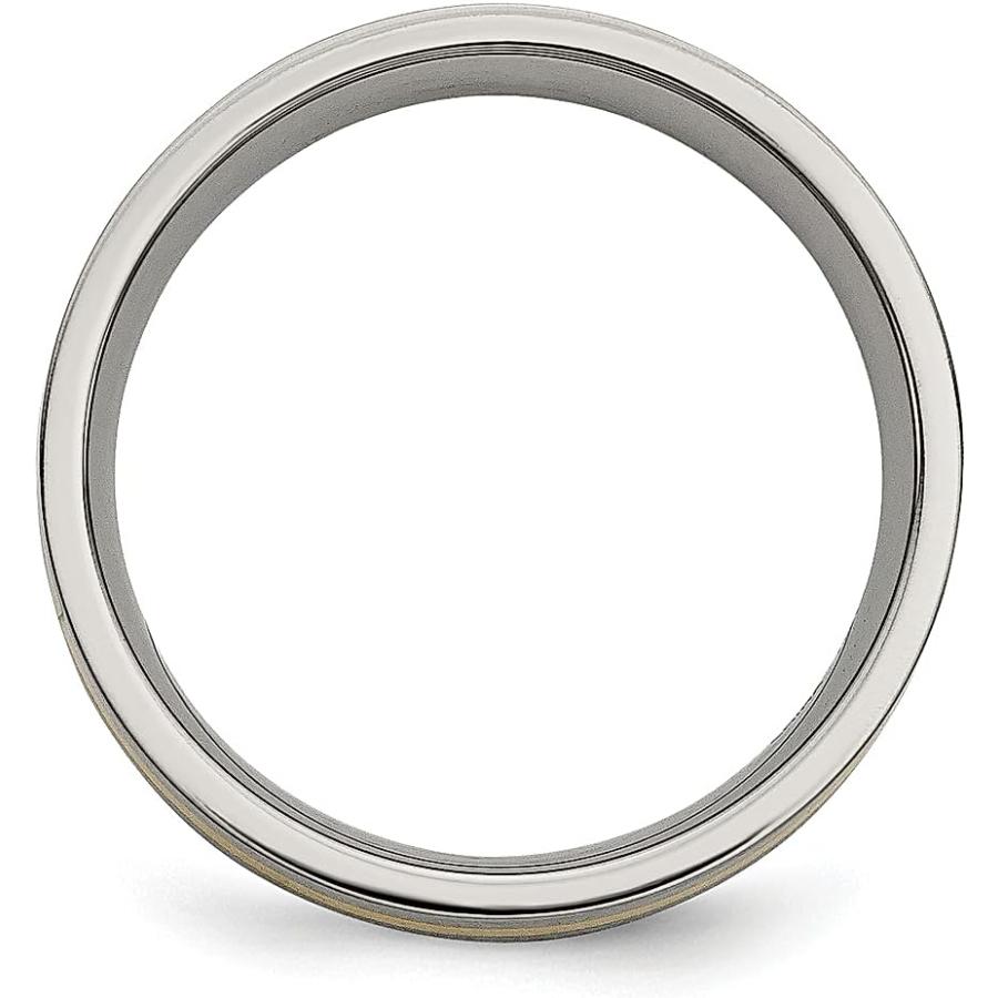 【並行輸入品】Iceカラットチタンフラット14 K黄色インレイ6 mm BrushedウェディングリングバンドPreciousメタルFineジュエリーの画像