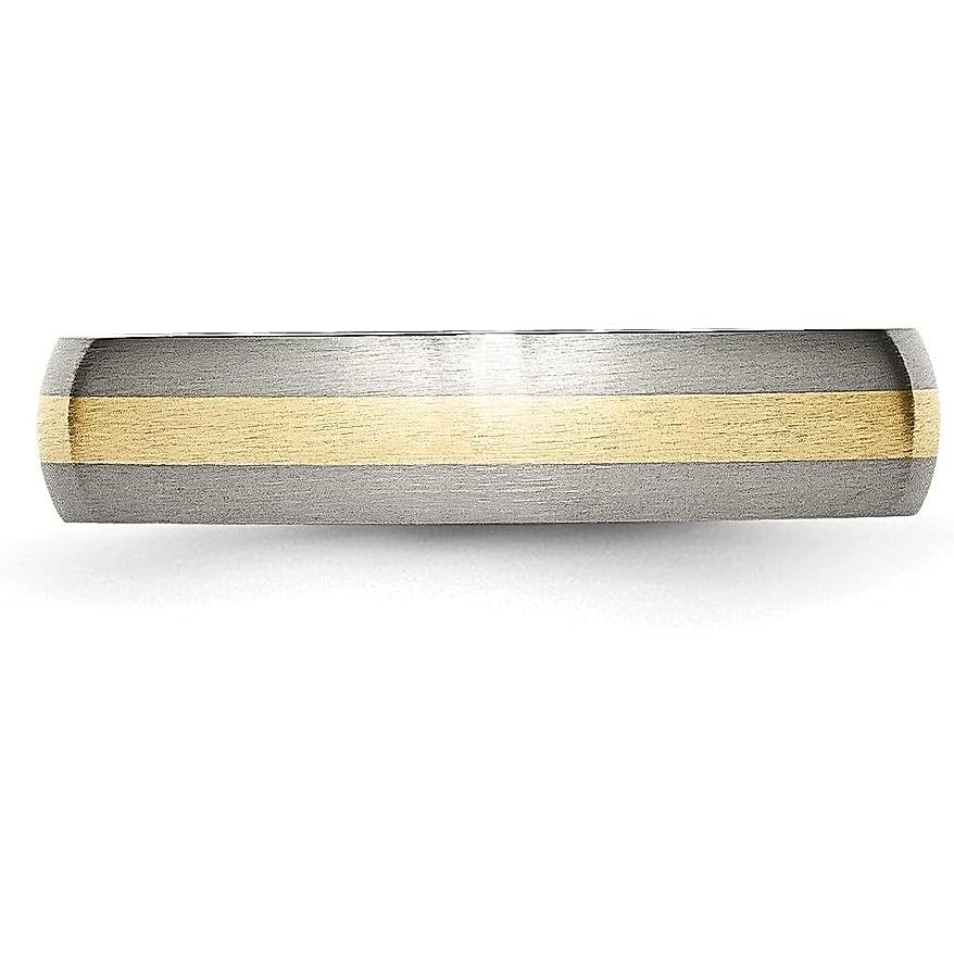 【並行輸入品】ICE CARATS (アイスカラット) チタン つや消し 14K イエロー インレー 5mm 結婚指輪 貴金属ファインジュエリー 女性の画像