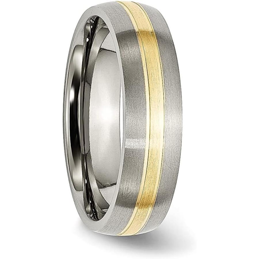 【並行輸入品】ICE CARATS チタン つや消し 14K ゴールドインレー 6mm 溝付き結婚指輪 貴金属 ファインジュエリー 女性へのギフトの画像