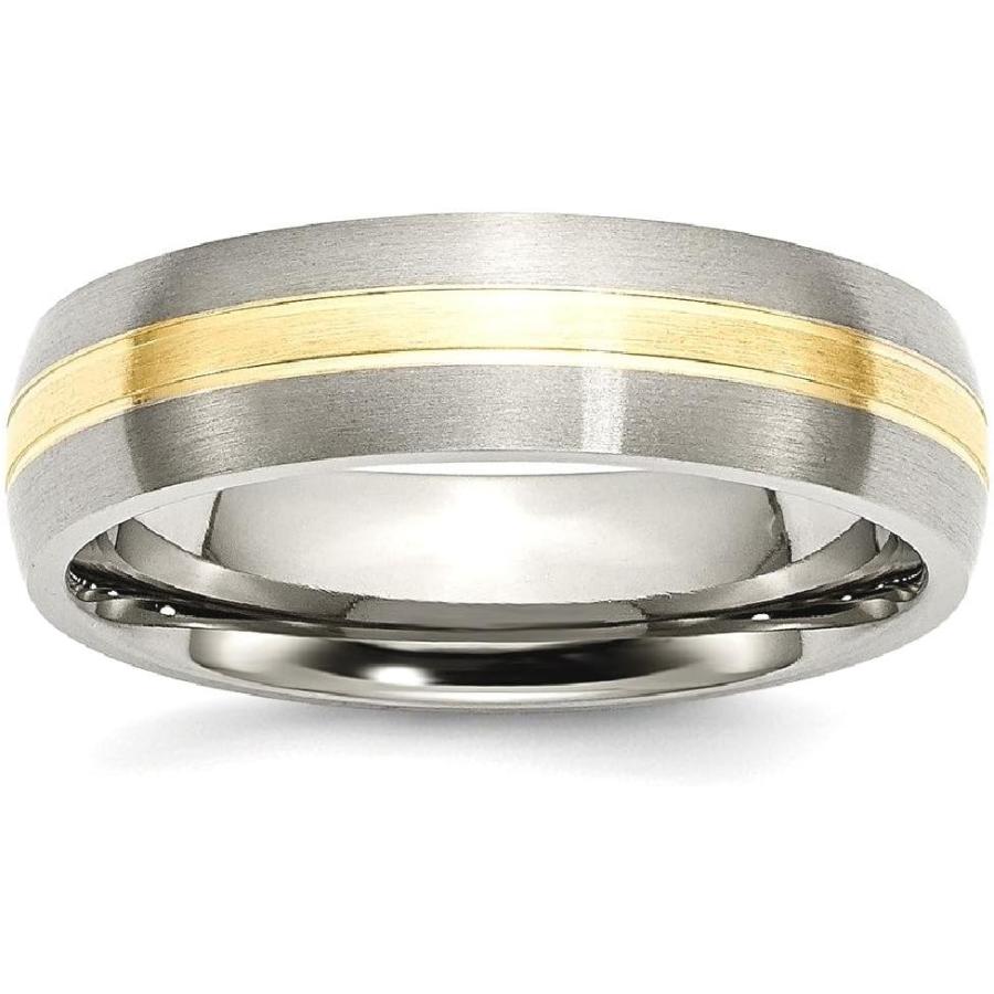 【並行輸入品】ICE CARATS チタン つや消し 14K ゴールドインレー 6mm 溝付き結婚指輪 貴金属 ファインジュエリー 女性へのギフトの画像