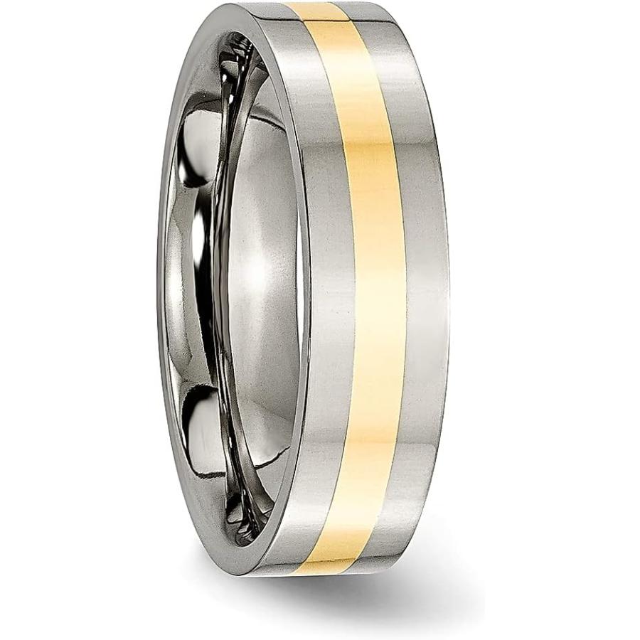 【並行輸入品】ICE CARATS チタン 14K ゴールド インレー 6mm リング 男性 結婚式 貴金属 ファインジュエリー お父さん用 メンズギの画像
