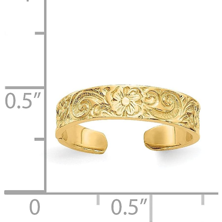 【並行輸入品】ICE CARATS 14カラット イエローゴールド フラワー/スクロール 調節可能 キュートトウリングセット ファインジュエリー 女性の画像