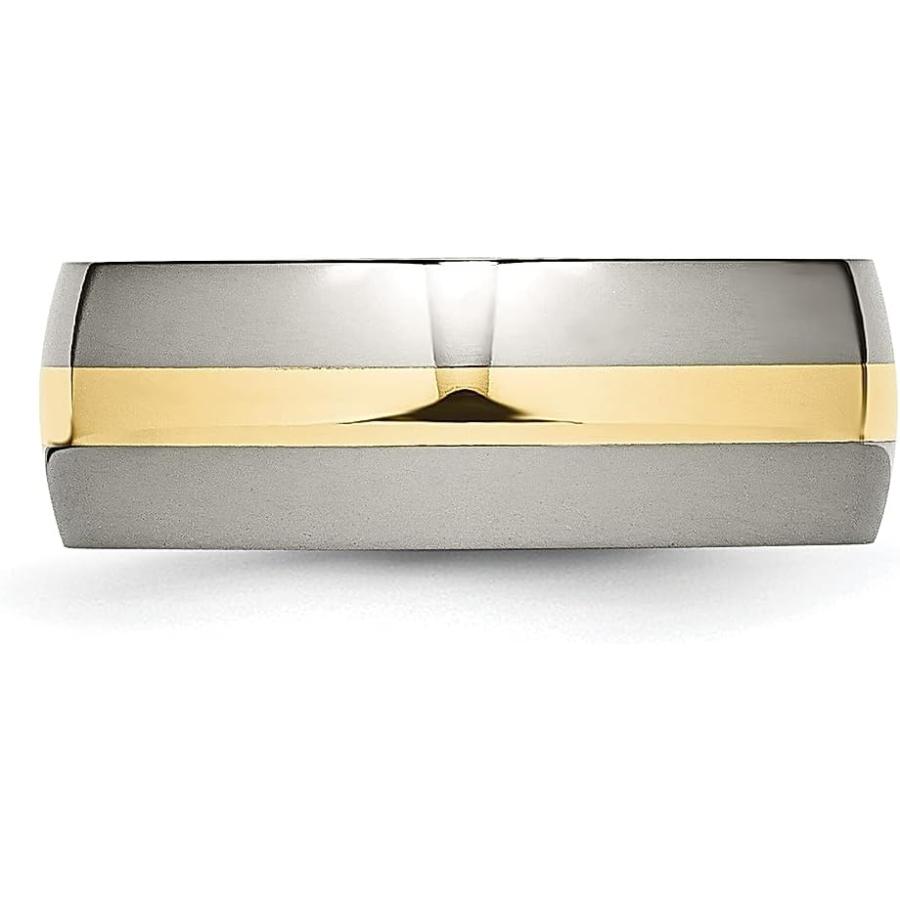 【並行輸入品】IceCarats  デザイナージュエリーチタン14 K黄色インレイ8 mm光沢仕上げバンドの画像