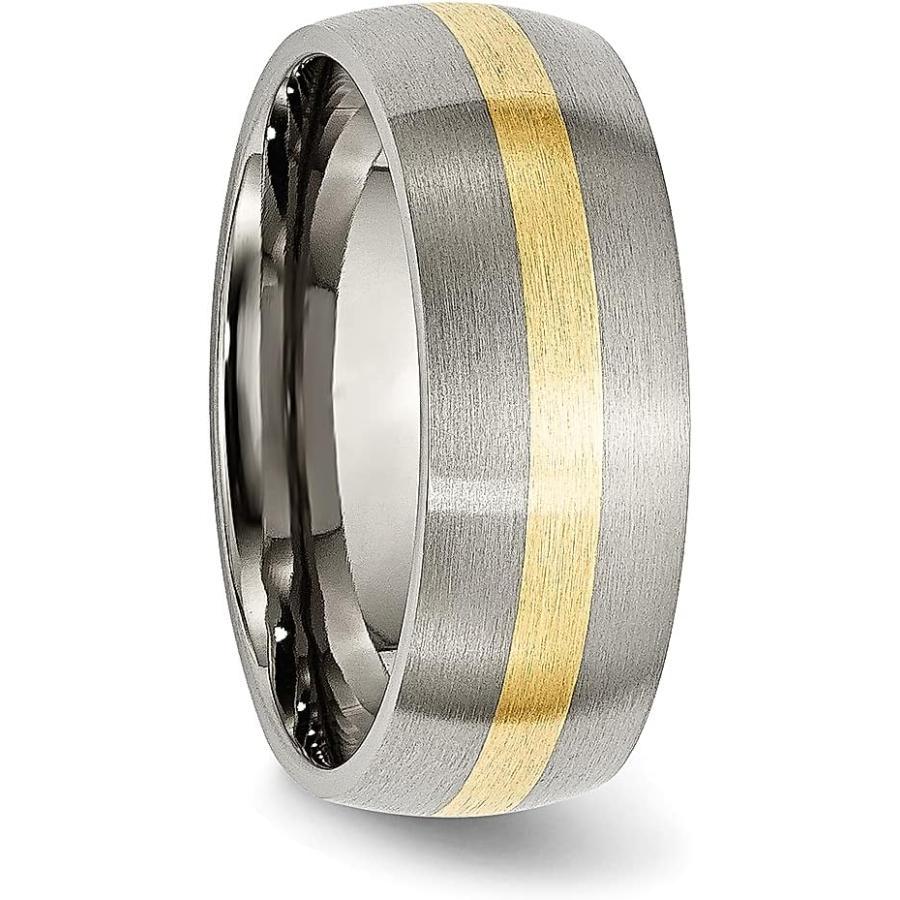 【並行輸入品】ICE CARATS チタン 14K ゴールド インレー 8mm リング 男性 結婚式 貴金属 ファインジュエリー お父さん用 メンズギの画像