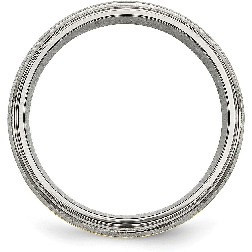 【並行輸入品】ICE CARATS チタン14Kゴールドインレー 8mm リッジエッジリング 男性 結婚式 貴金属 ファインジュエリー お父さん用 メの画像