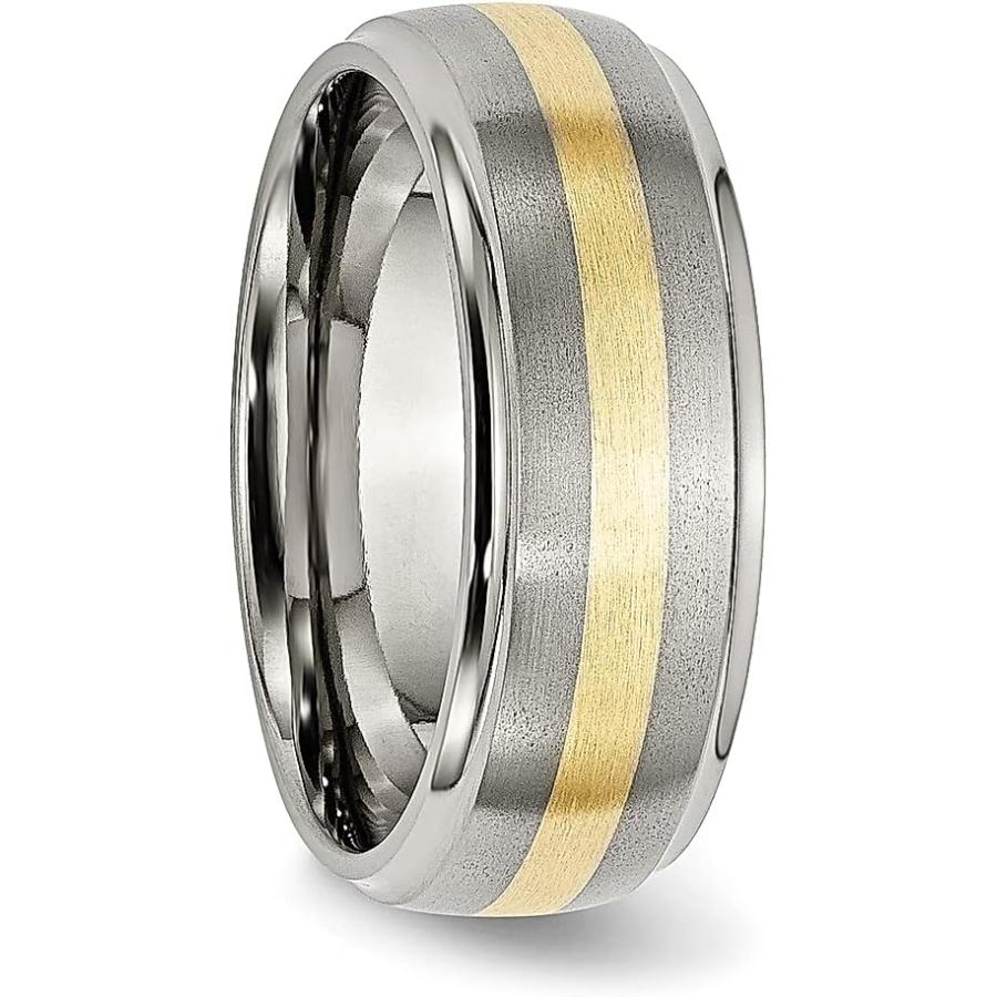 【並行輸入品】ICE CARATS チタン14Kゴールドインレー 8mm リッジエッジリング 男性 結婚式 貴金属 ファインジュエリー お父さん用 メの画像