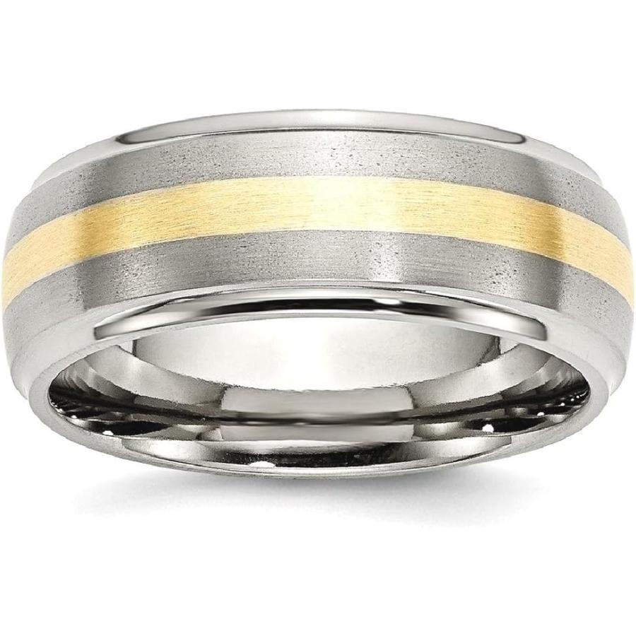 【並行輸入品】ICE CARATS チタン14Kゴールドインレー 8mm リッジエッジリング 男性 結婚式 貴金属 ファインジュエリー お父さん用 メの画像