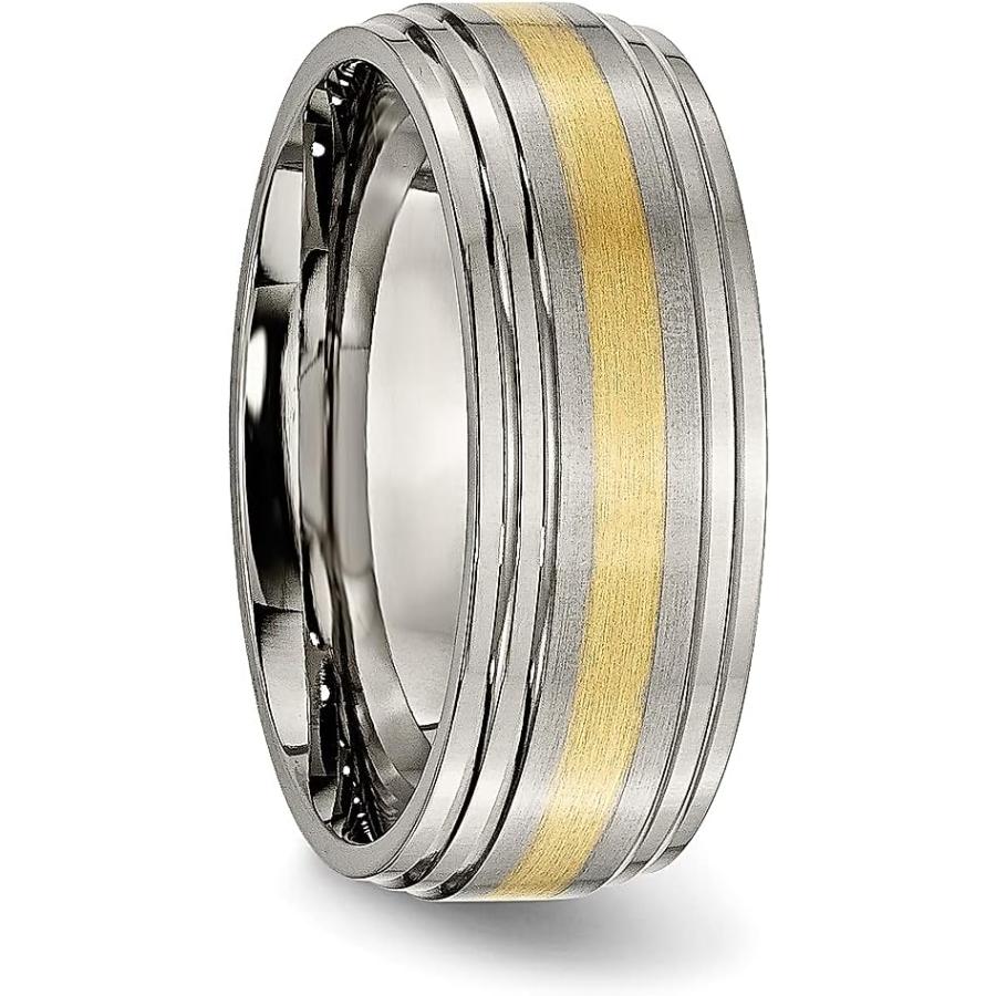 【並行輸入品】ICE CARATS チタン つや消し センター 14K ゴールドインレー 8mm リッジエッジ 結婚指輪 指輪 貴金属 ファインジュエの画像