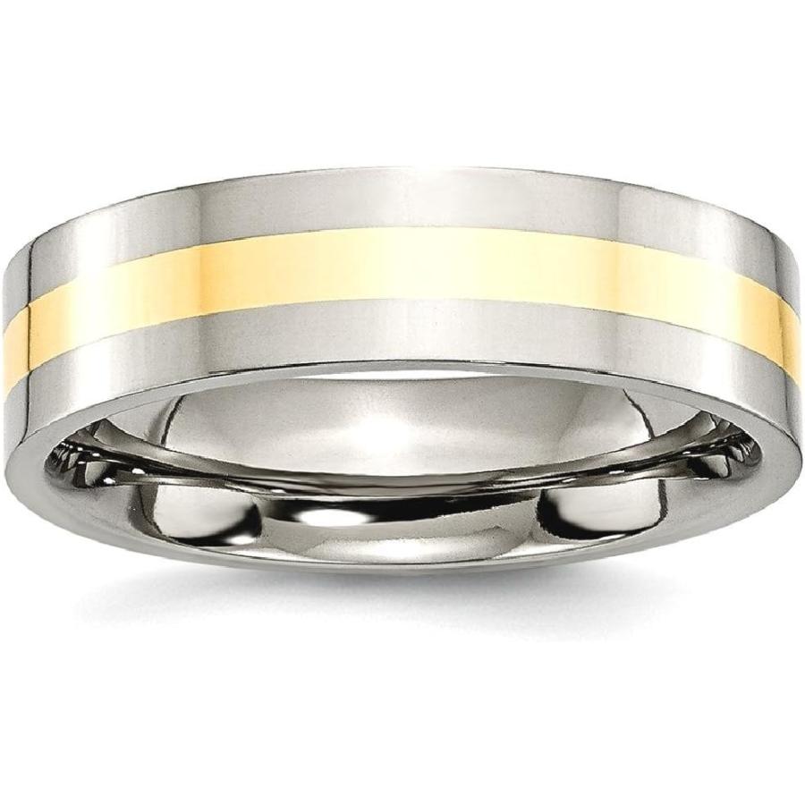 【並行輸入品】ICE CARATS チタン 14K ゴールド インレー 6mm リング 男性 結婚式 貴金属 ファインジュエリー お父さん用 メンズギの画像
