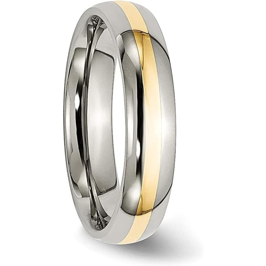 【並行輸入品】Iceカラットチタン14 Kイエローインレー5 mmウェディングリングバンドPreciousメタルFineジュエリーギフトセットレディーの画像
