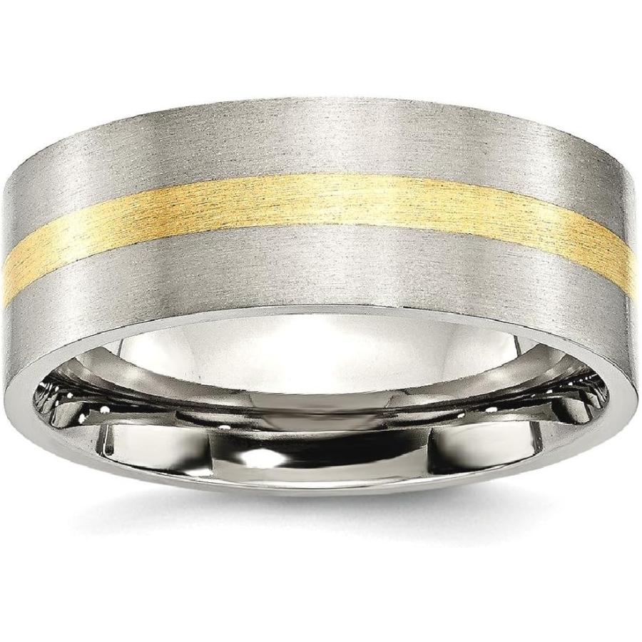 【並行輸入品】ICE CARATS チタンつや消し14Kゴールドインレー 8mm フラットウェディングリング 指輪 貴金属ファインジュエリー 女性へのの画像