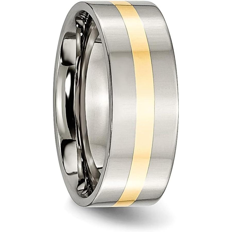 【並行輸入品】ICE CARATS チタン 14K ゴールド インレー 8mm リング 男性 結婚式 貴金属 ファインジュエリー お父さん用 メンズギの画像