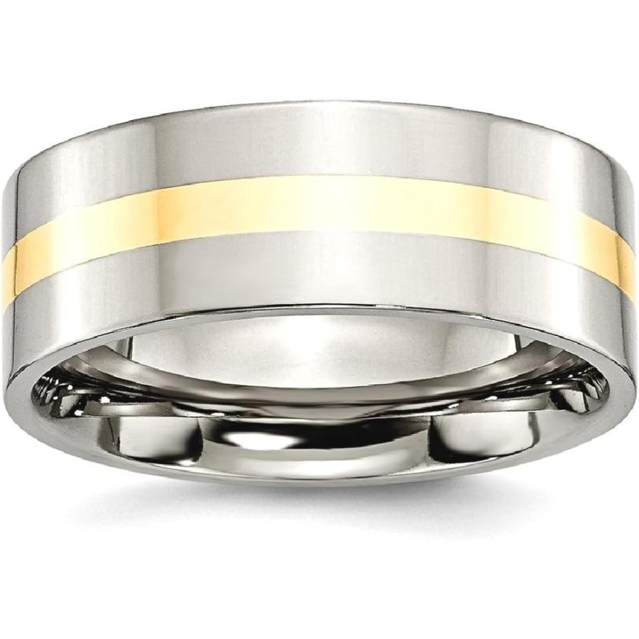【並行輸入品】ICE CARATS チタン 14K ゴールド インレー 8mm リング 男性 結婚式 貴金属 ファインジュエリー お父さん用 メンズギの画像