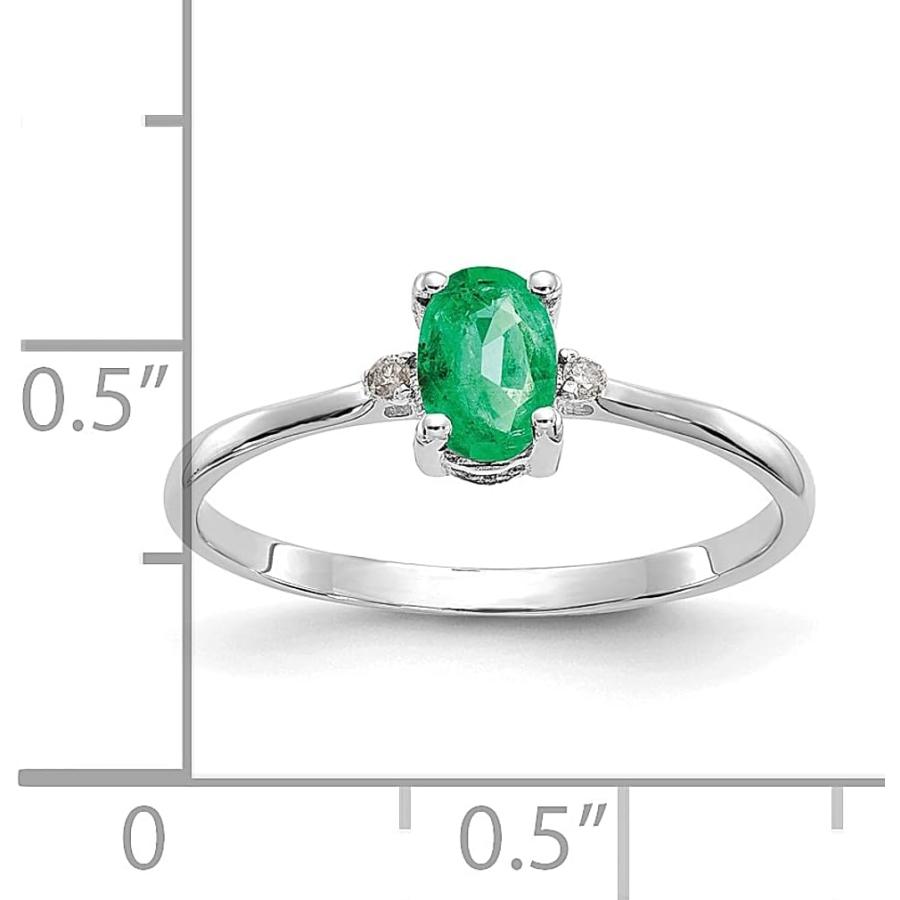 【並行輸入品】Iceカラットホワイトゴールドダイヤモンドグリーンエメラルド誕生石バンドリングストーンが14 KオーバルスタイルFineジュエリーギフトの画像